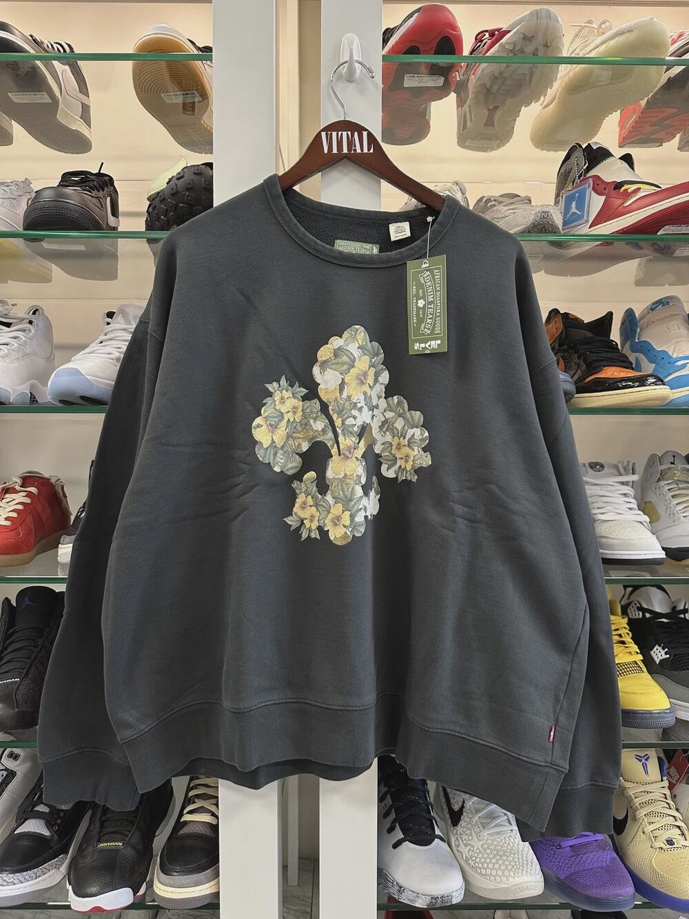 New Denim Tears Cotton Fleur De-Lis Crewneck Charcoal size XXL SF